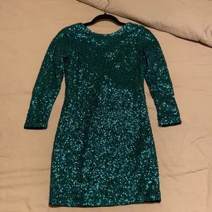 Green sequin mini dress